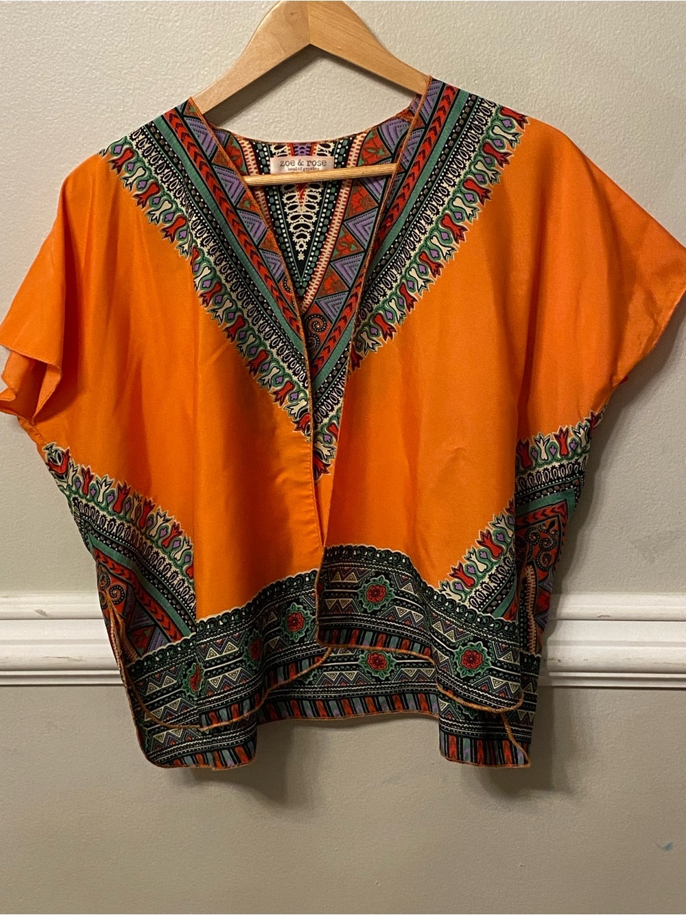 Band of Gypsies Bright Orange V-Neck Printed Tunic